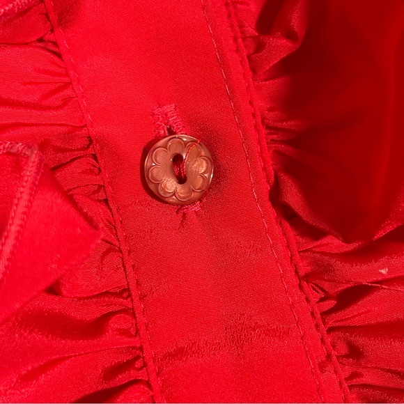 Vintage 70 80 Lilli Ann Retro Victorian Red Ruffle Front Feminine Tuxedo shirt - Picture 10 of 17